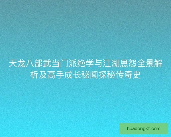 天龙八部武当门派绝学与江湖恩怨全景解析及高手成长秘闻探秘传奇史